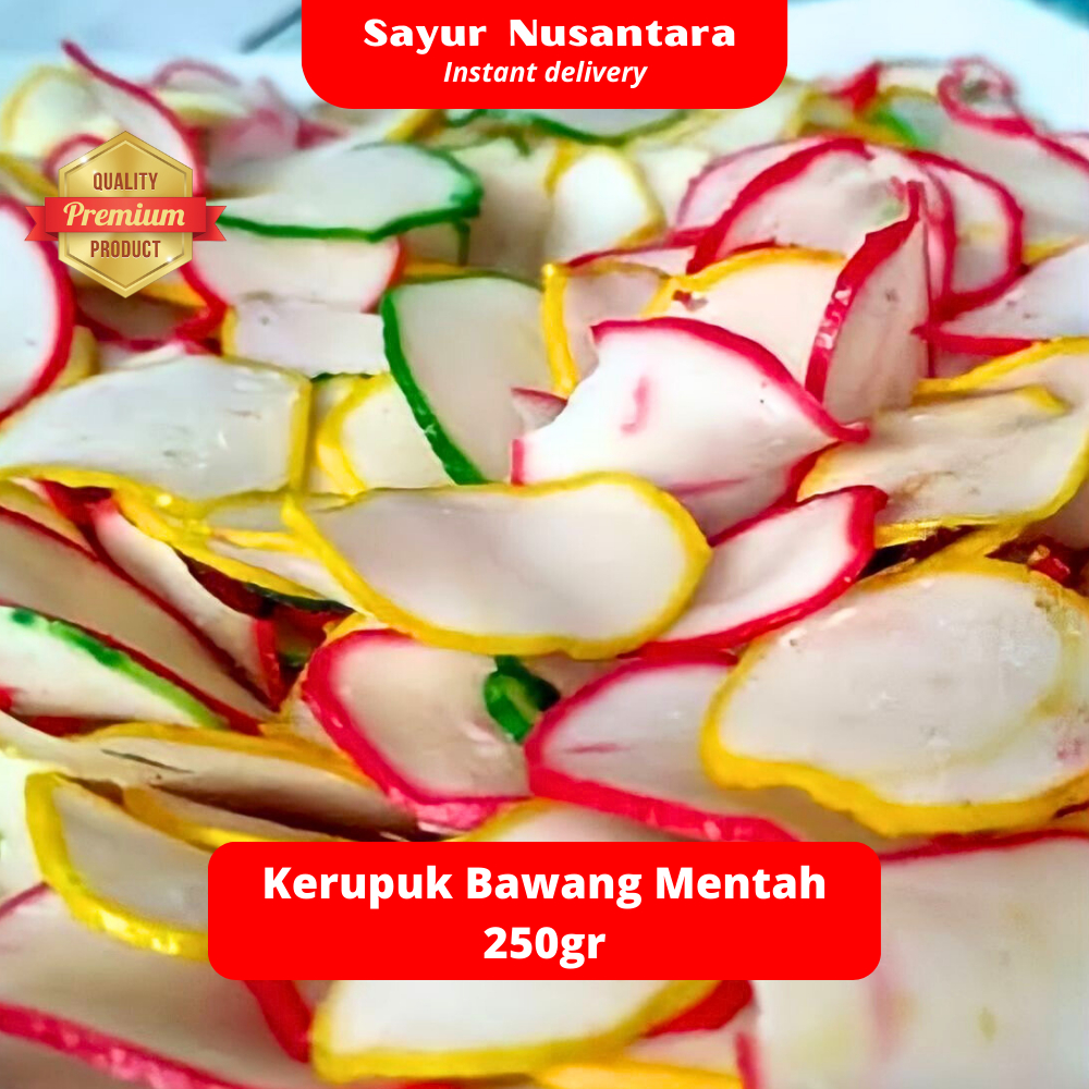 

Kerupuk Bawang Bibir Warna Warni Mentah 250gr - Sayur Nusantara