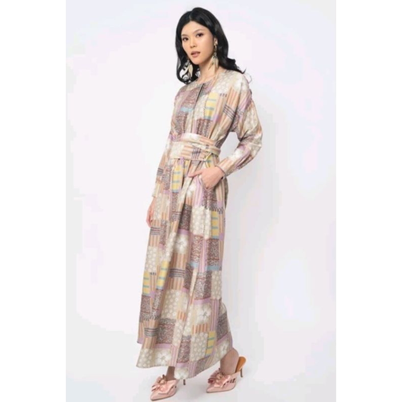 COTTONINK x KAMI. DRESS LILAC FLOWERPATCH JADWA SIZE S/M