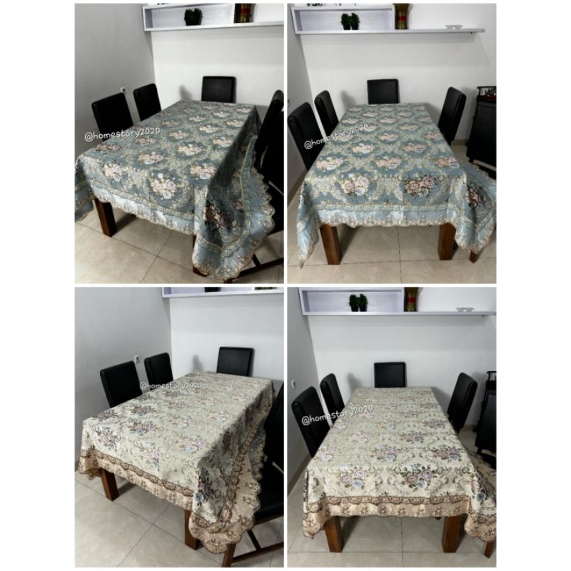 taplak meja kain katun renda kristik bordir premium persegi panjang