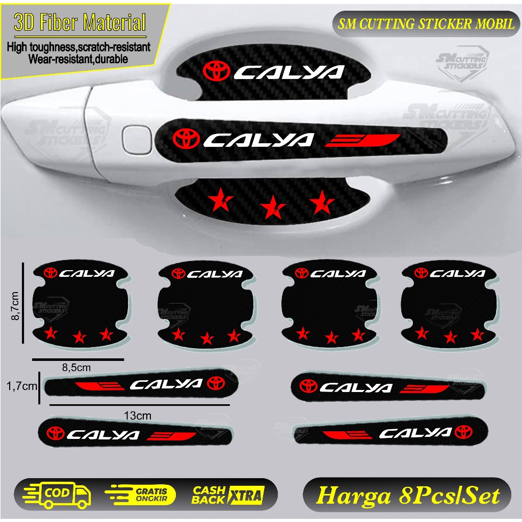 8 Pcs Stiker Pelindung Gagang Pintu Mobil Calya Stiker Handle Mobil Toyota Calya