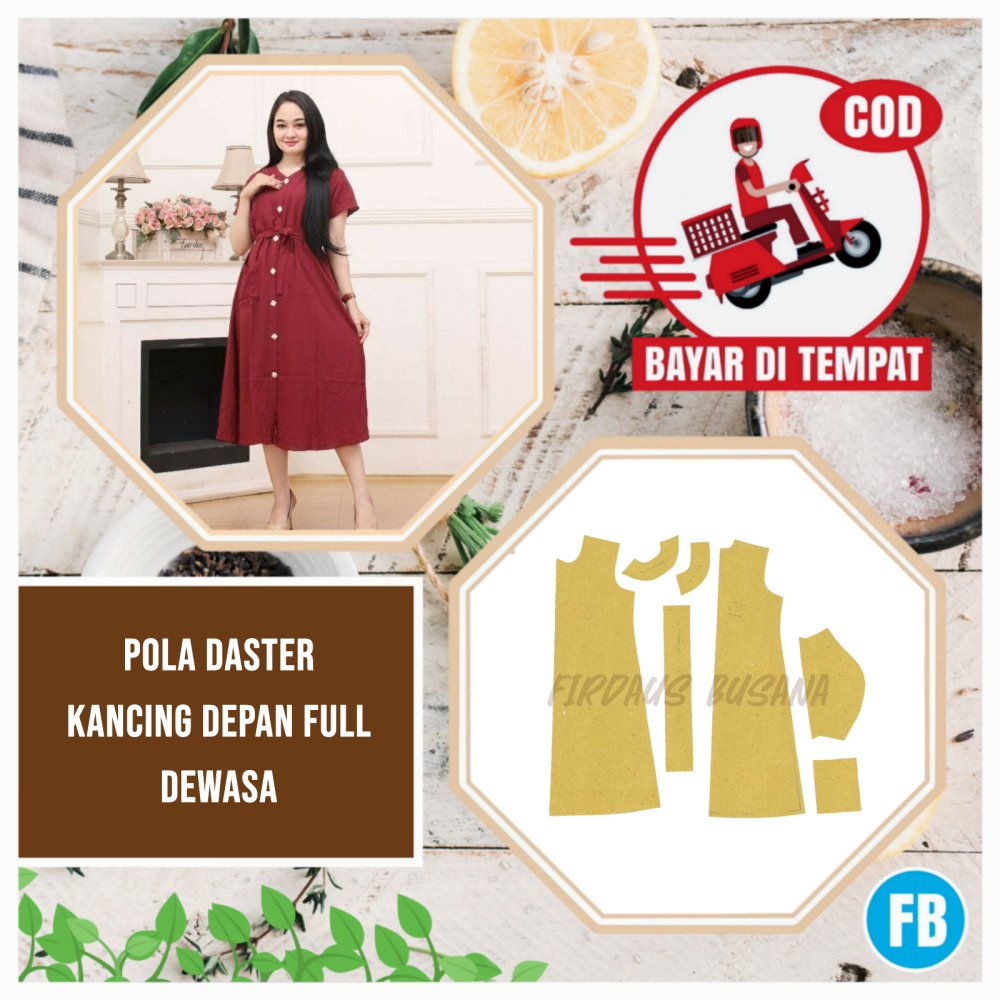 Pola Daster Dewasa Kancing Depan – Pola Instan Jahitan Lengkap Firdaus Busana
