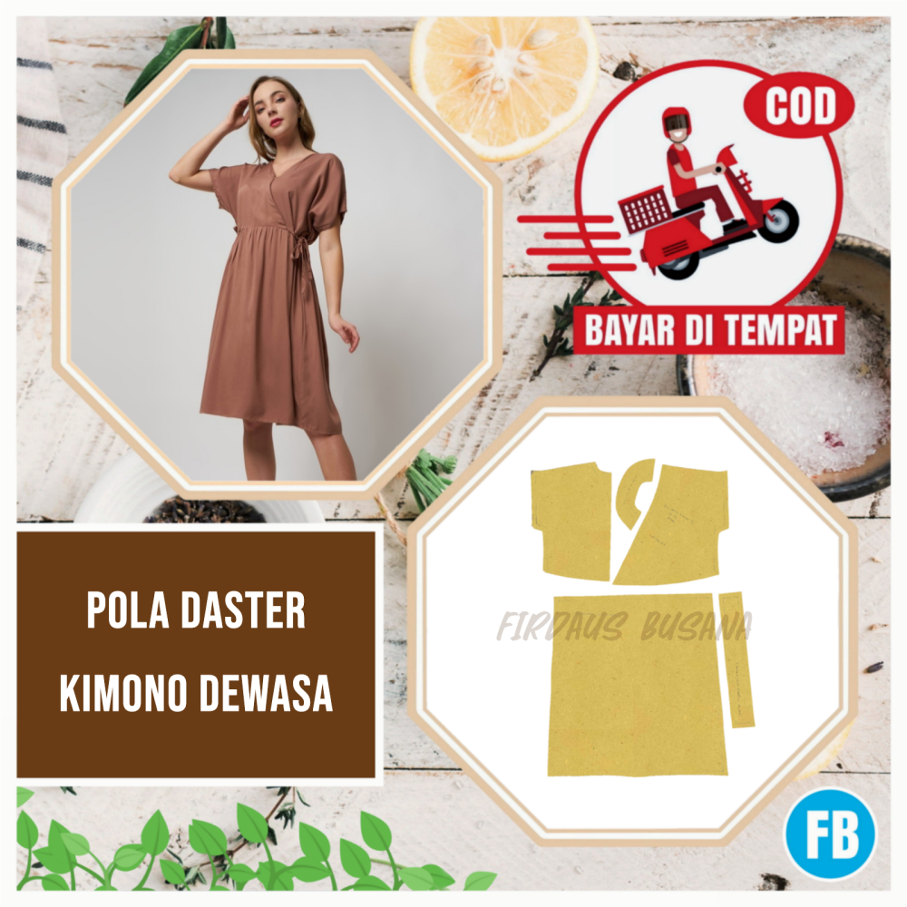 【COD】Pola Daster Kimono Dewasa | Pola Baju Wanita Lengkap | Pola Instan Daster | Pola Jiplak Daster 