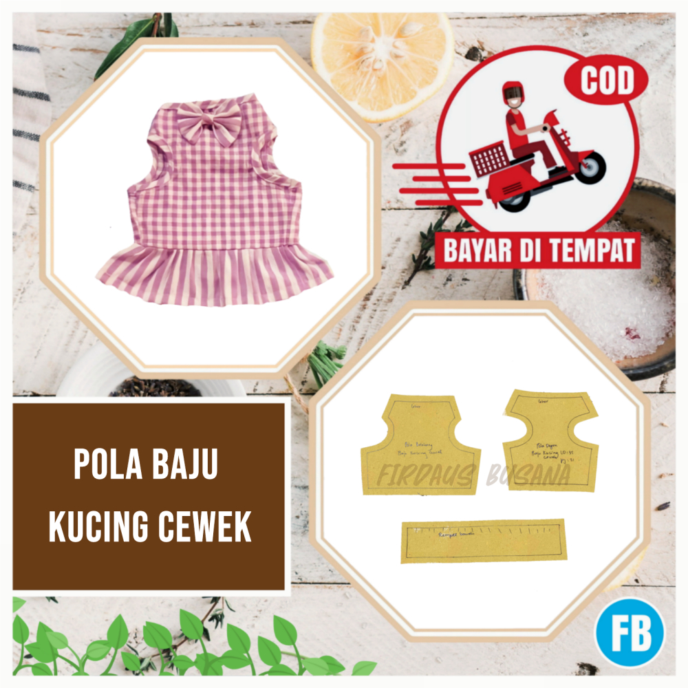 【COD】Pola Baju Kucing Cewek | Pola Instan | Pola Jiplak | Pola Jahitan Lengkap Firdaus Busana