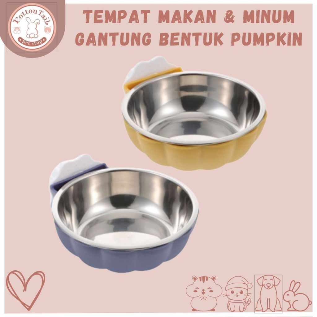 Hang Pumpkin Tempat Makan & Minum Gantung Kucing Anjing - Tempat Makan Gantung