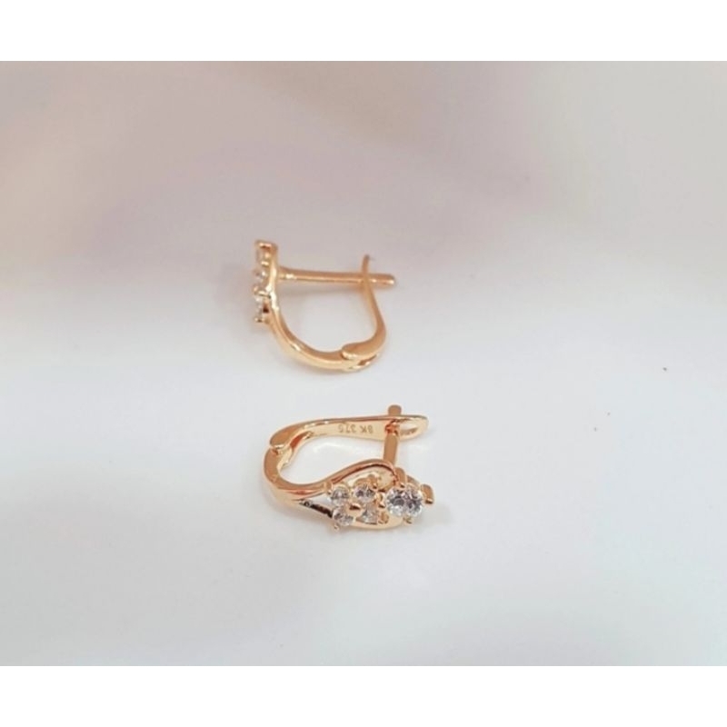 Anting Jepit Emas Asli  Dewasa kAdar 375
