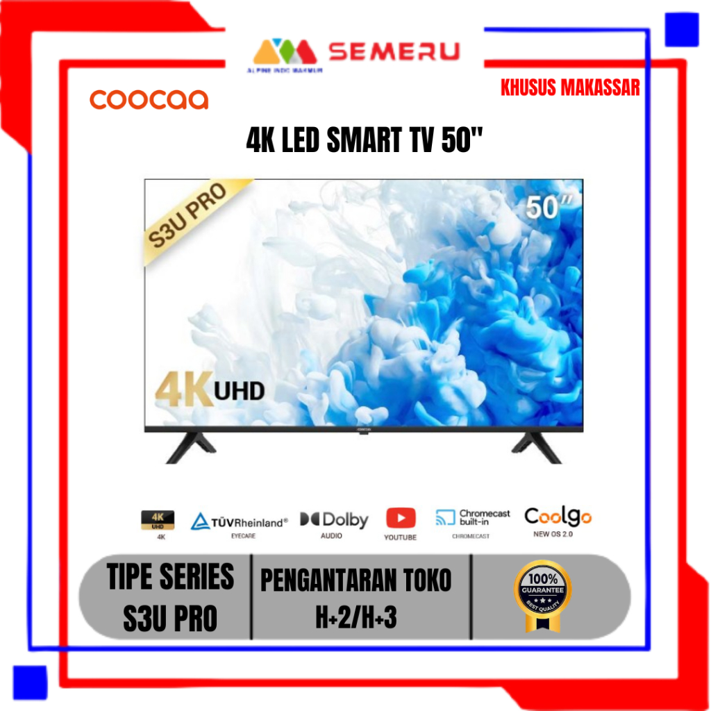 COOCAA Smart TV 4K UHD 50 INC  50S3U PRO / 55 INC  55S3U PRO Series S3U PRO - Dolby Audio - Youtube 