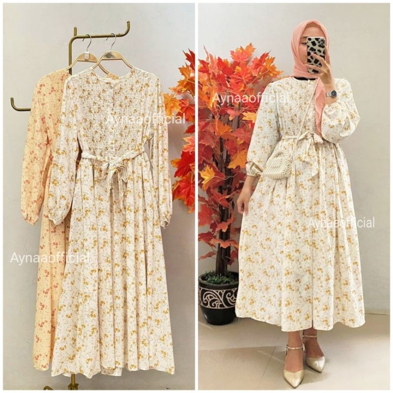 Midi Dress Vintage Korean Style Import Aynaaofficial