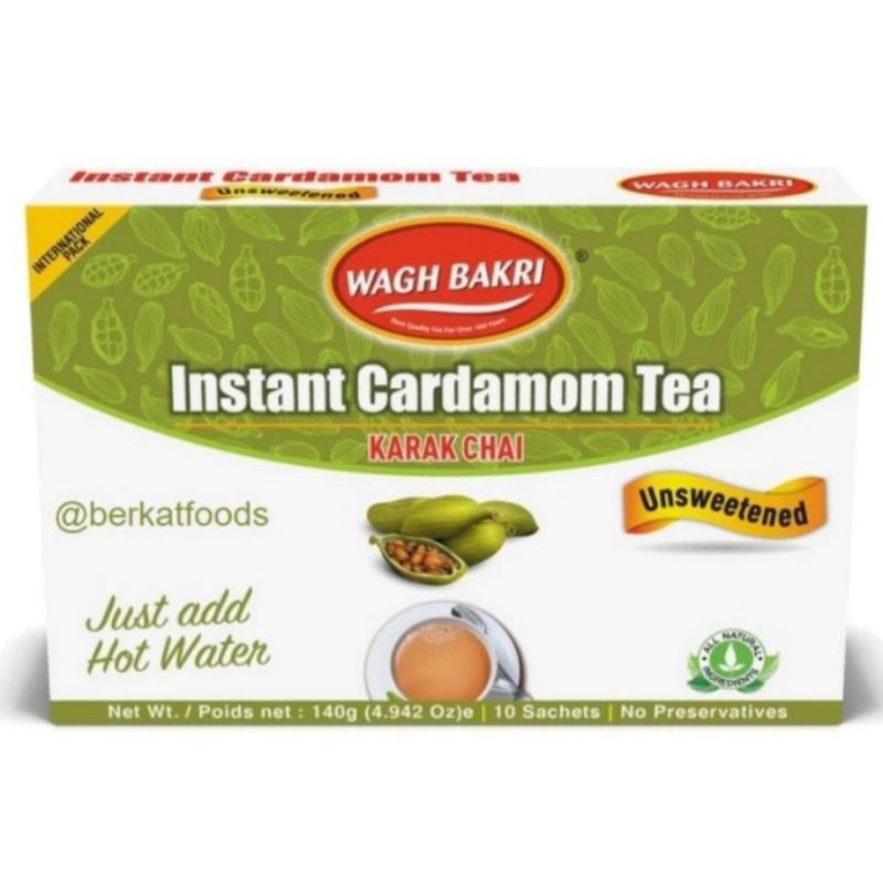 

Wagh Bakri Instant Cardamom Tea Unsweetened / Teh Chai India Kapulaga / Tanpa Pemanis Tambahan