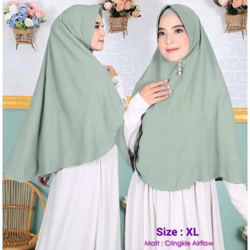 hijab syar'i bergo pet XL crinkle airflow