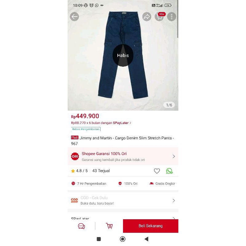 Cargo Pants Denim Jimmy N Martin