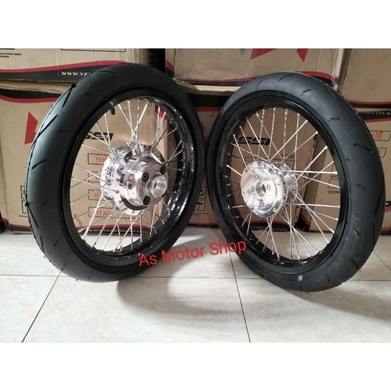 VELG SEPASANG MEREK ROSSI UKURAN 185 - 215 RING 17 TROMOL SET PLUS BAN LUAR DALAM HONDA VERZA