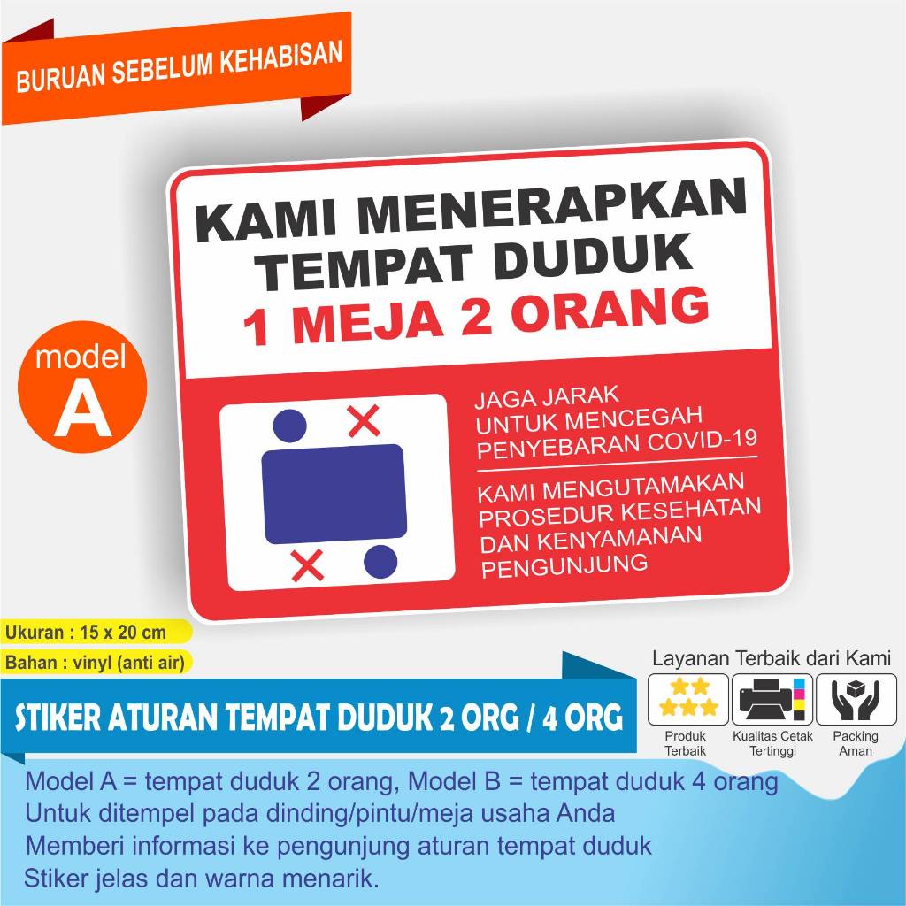 

STIKER ATURAN TEMPAT DUDUK UNTUK KULINER/TEMPAT UMUM/DLL