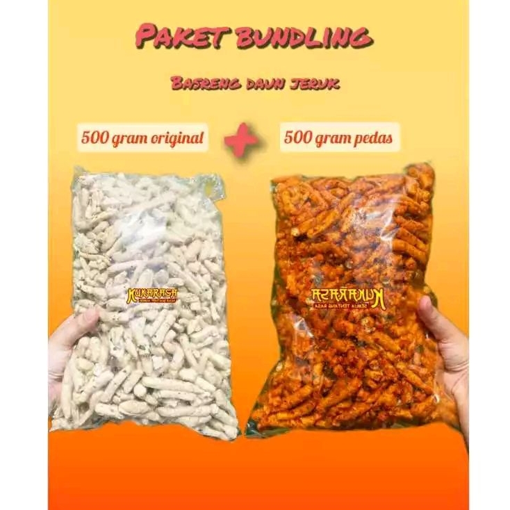 

kukarasa snack - PAKET HEMAT 500gram basreng pedas + 0riginal 500 gram