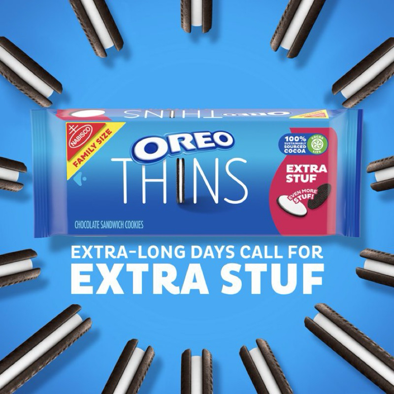 

OREO Thins ASLI USA Extra Stuf Chocolate Sandwich Cookies, Family Size, 13.97 oz