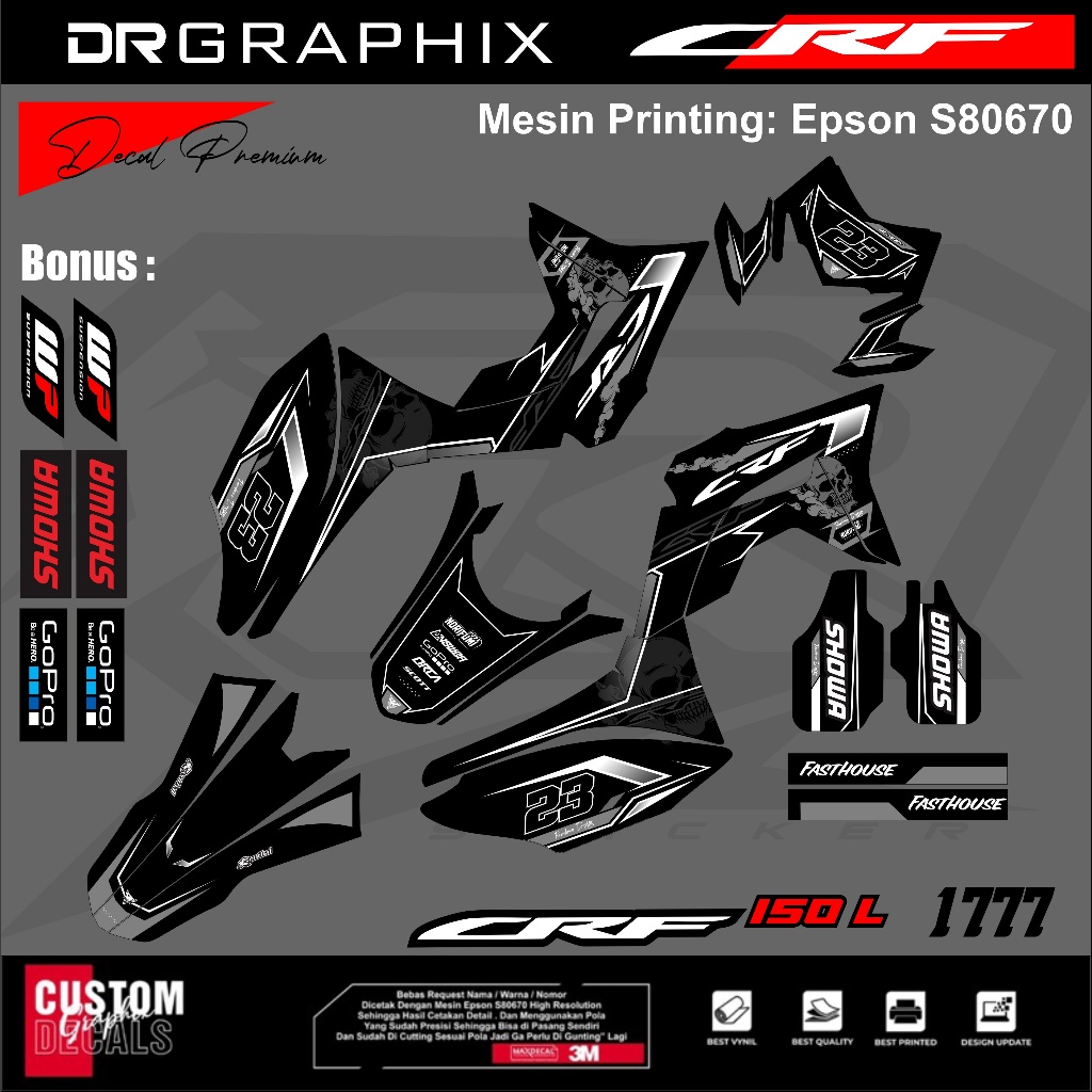 decal stiker crf 150 decal crf 150 l full body hologram aksesoris motor aksesoris crf desain skull t