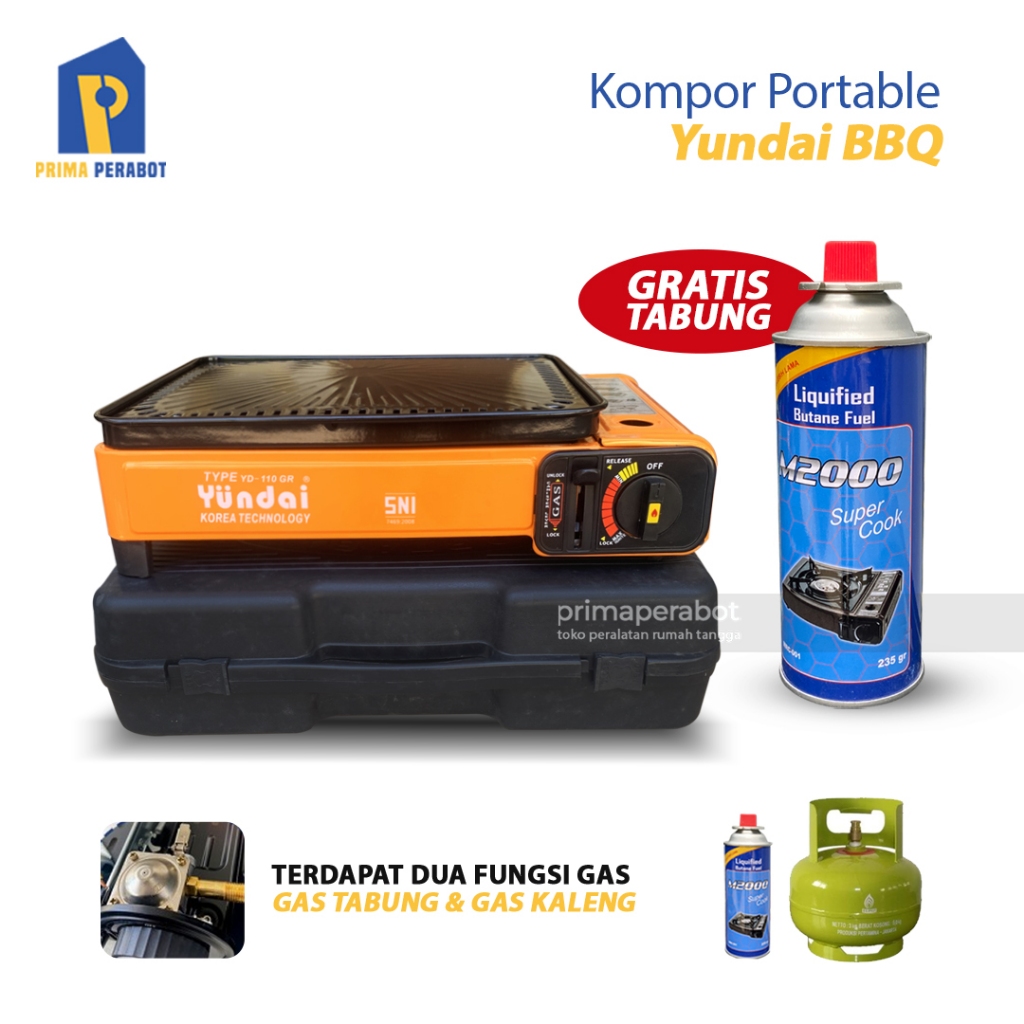 Kompor Gas Portable Free Tabung Barbeque dan Panggangan Yundai