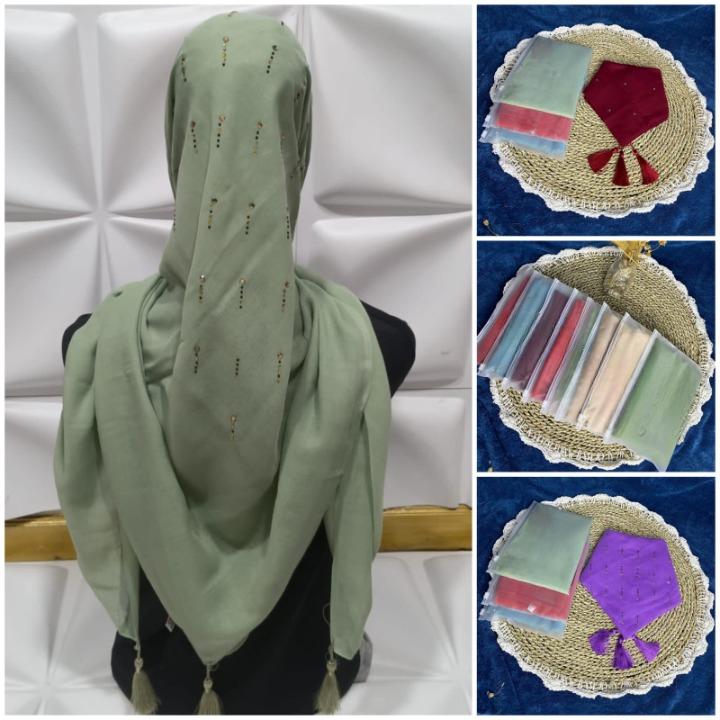 Jilbab segiempat Paris Swarovski segiempat paris payet tabur safa hijab