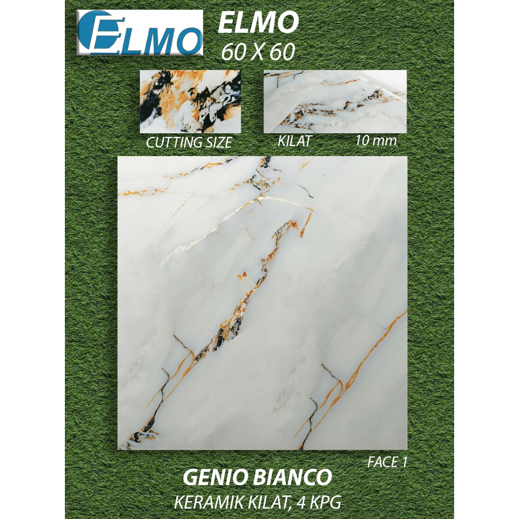 Keramik Lantai 60X60 Elmo Genio Bianco Pekanbaru Riau, Motif Putih Emas