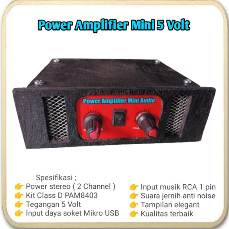 Power Amplifier Mini Audio Sound System Miniatur Daya Cas Hp Powerbank 5 Volt bluetooth