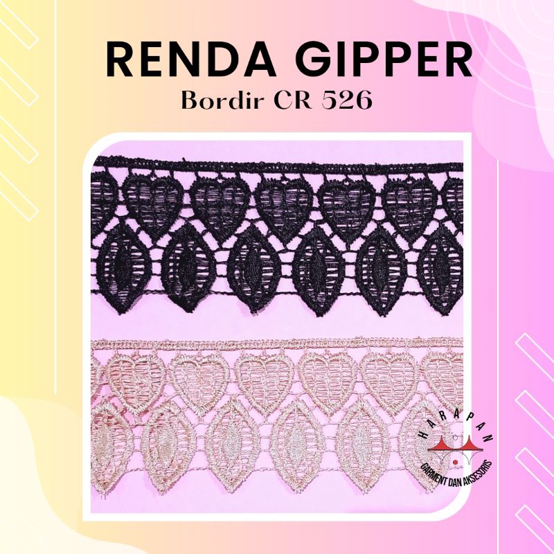 Renda Gipper CR 526 ROL Renda Bordir Zipper Mukena Baju