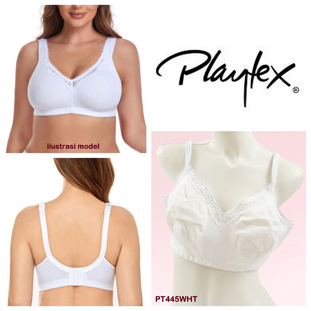 Bra Wanita PLAYTEX Tanpa Kawat Tanpa Busa Wireless Non Padded  Full Cup Big Size 46DD 48DD Model Pol