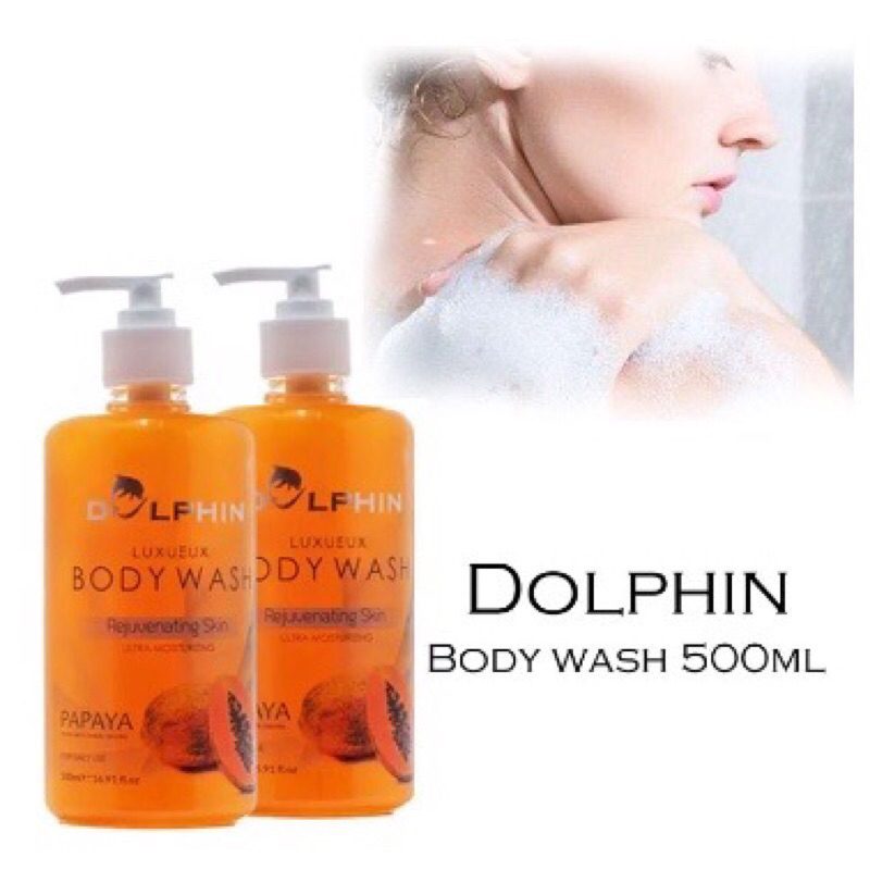 DOLPHIN BODY WASH PAPAYA 500ML ORIGINAL Sabun Pemutih Badan Bpom Permanen Dolphin Body Wash
