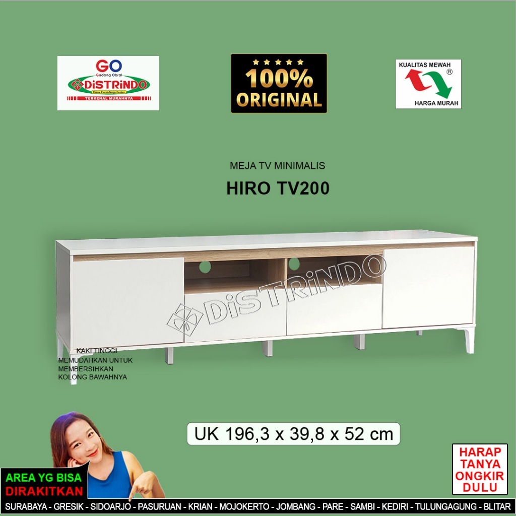 DISTRINDO Meja TV Minimalis / Rak TV / Bufet TV + Lemari Storage Penyimpanan