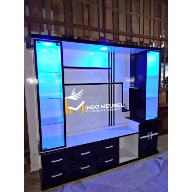 Lemari hias Buffet TV jumbo + 3 Lampu LED