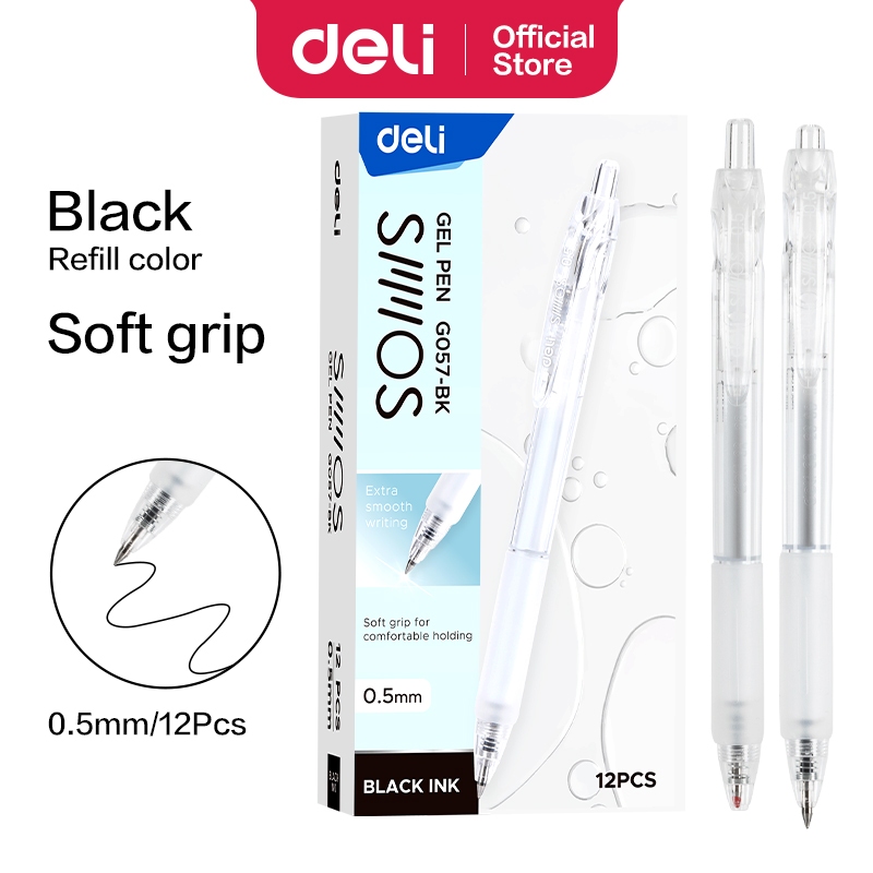 

Deli Pulpen Gel Pen 0.5mm Nyaman Digenggam EG057-Hitam