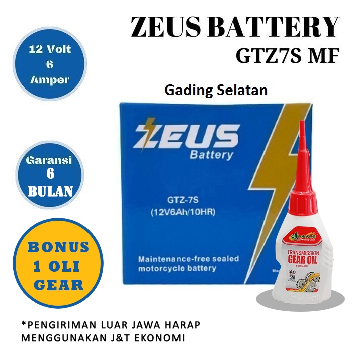 Aki motor GTZ7S Zeus aki kering