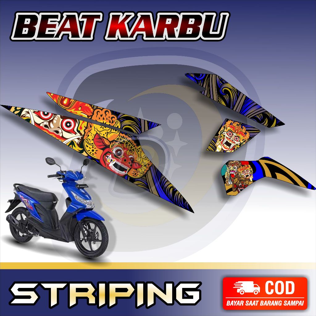 Striping Lis Honda Beat Karbu Stiker Motor Beat Karbu Barong