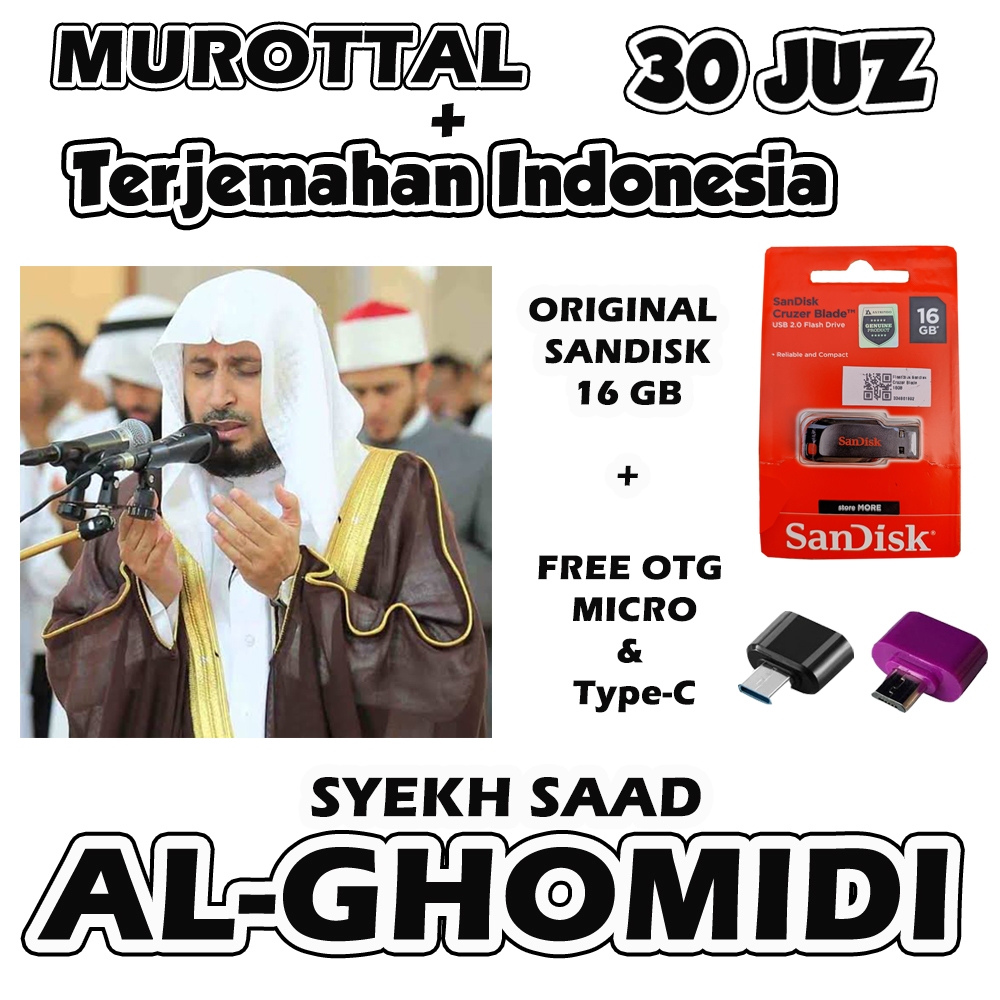 USB Flashdisk Murottal Quran Terjemahan 30 Juz Lengkap Bacaan Syekh Al Ghomidi