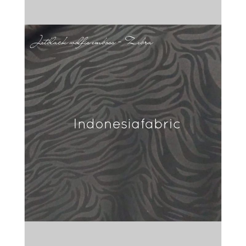 0.5 meter Kain wolfis jetblack emboss wolfis jet black embos motif Zebra
