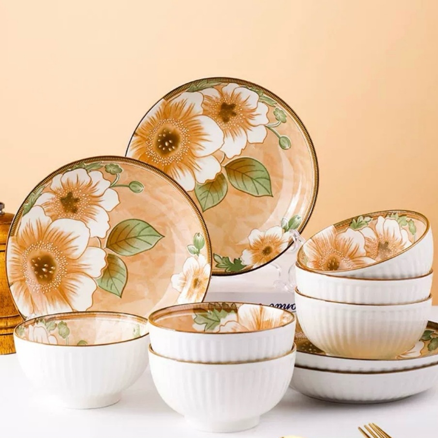 Camelia Ceramic Dining / Peralatan Makan Keramik Piring Makan Mangkuk Sup Mangkok Saji Piring Saji D