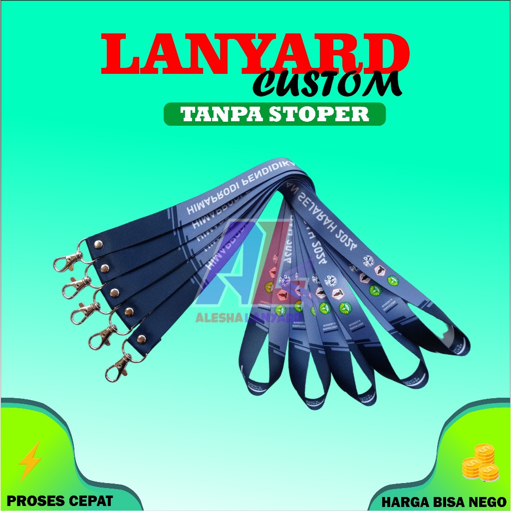 

CETAK TALI LANYARD CUSTOM TANPA STOPER UK 2CM 2SISI/LANYARD TANPA STOPER