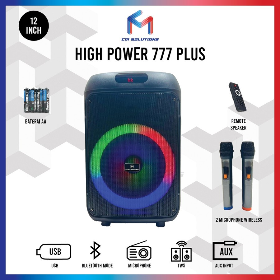 Speaker Portable Bluetooth High Power 777 Plus Original 12 inch