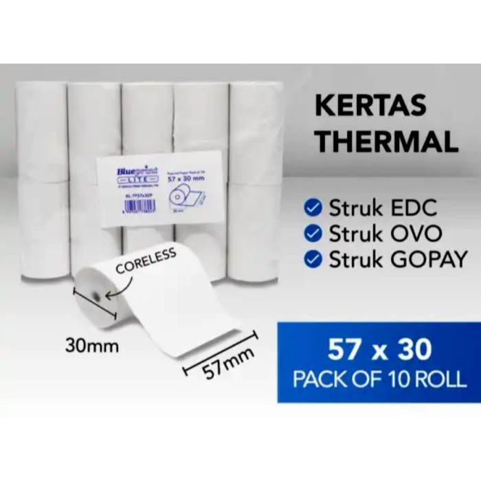 

Blueprint Lite Kertas Thermal Paper Struk 57x30mm Isi 10 Pcs/pack