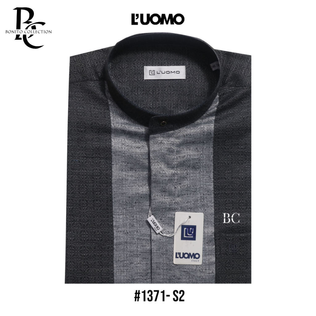 KEMEJA KERAH KOKO SHANGHAI LENGAN PENDEK LUOMO BAHAN KATUN PREMIUM BERKUALITAS MEWAH ELEGAN 1371 - S