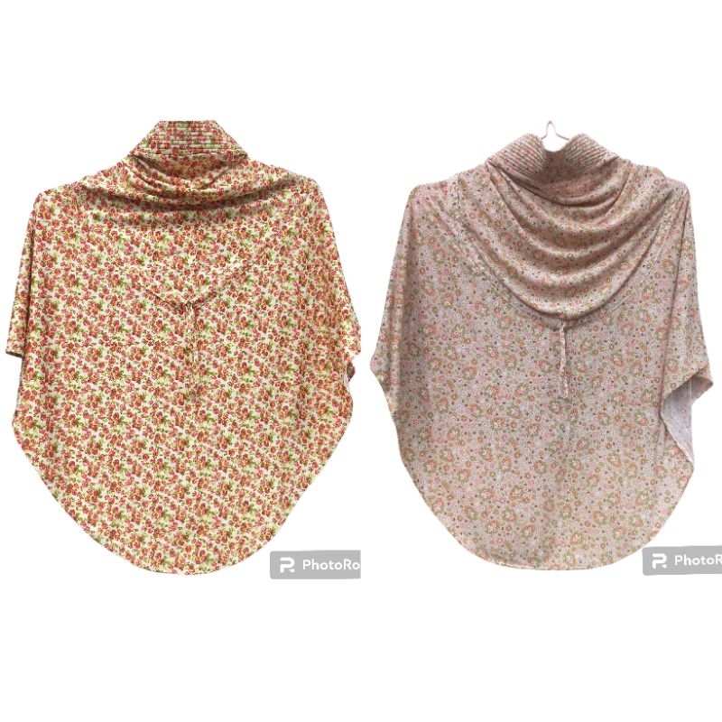 Bergo Jilbab Instan El-Nifa Floral Motif Bunga Serut Belakang