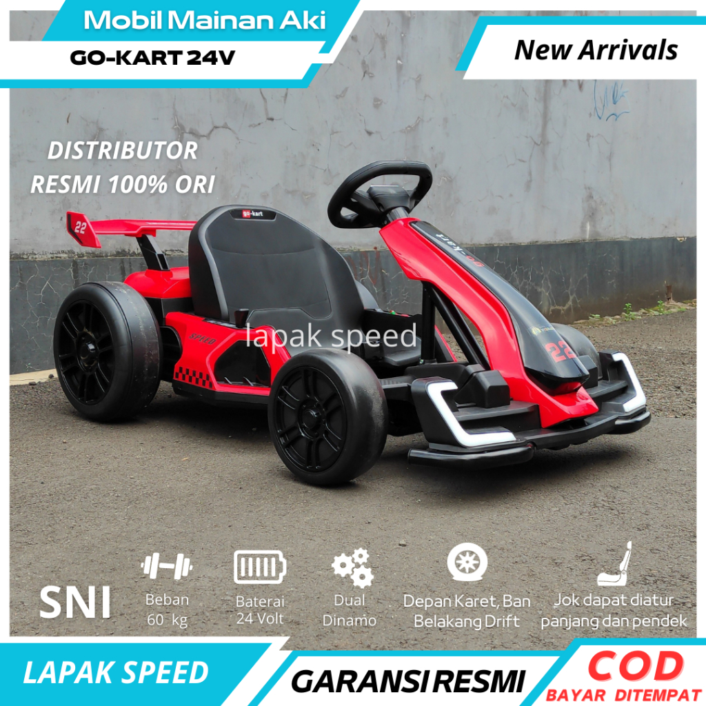 MOBIL AKI MAINAN ANAK NKYZ 064C GOKART 24 VOLT BAN KARET BISA DEWASA