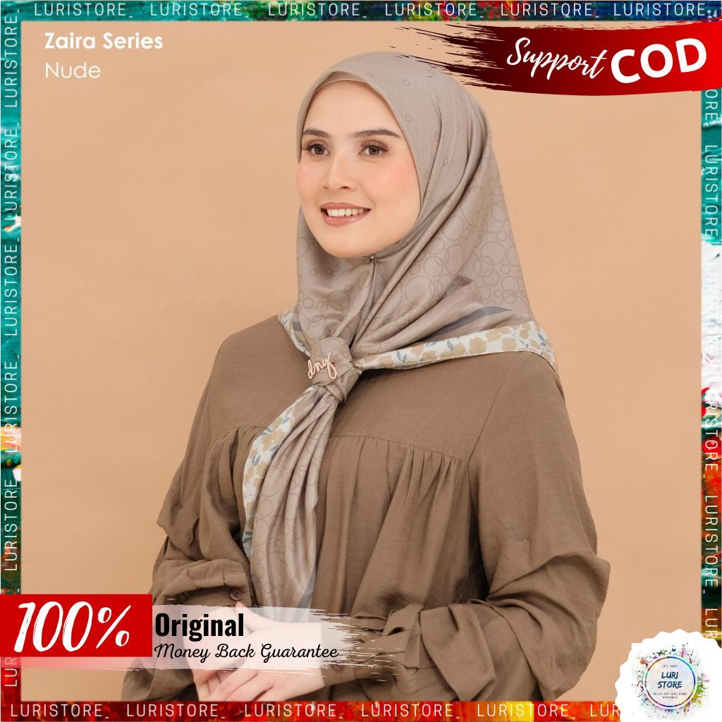 LURISTORE | DEENAY ZAIRA NUDE ORIGINAL | Kerudung Segi Empat Motif Terbaru Warna Coklat