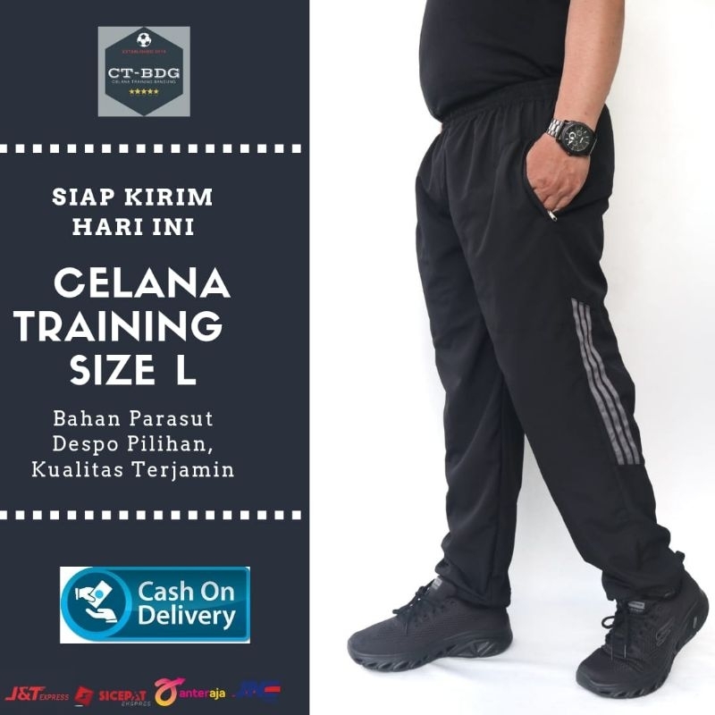 Celana Training Panjang Olahraga Sepeda Gowes Pria dan Wanita Bahan Parasut Ukuran L