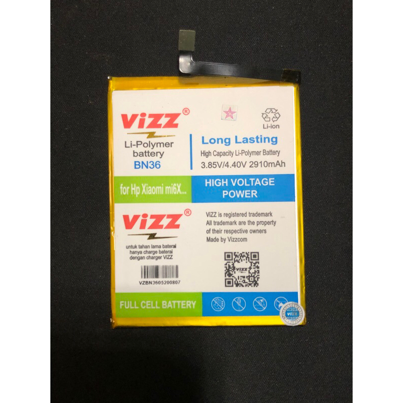 Baterai mi6x vizz (second normal)