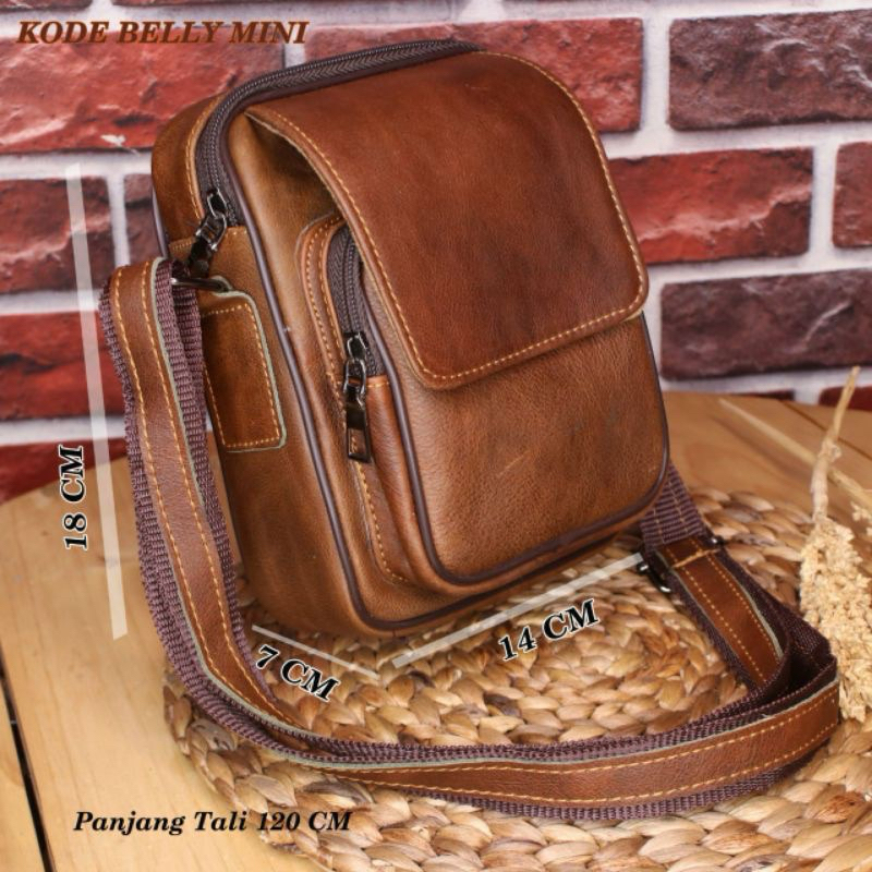 serbakulitasli - tas pria kulit asli mini bag daily selempang