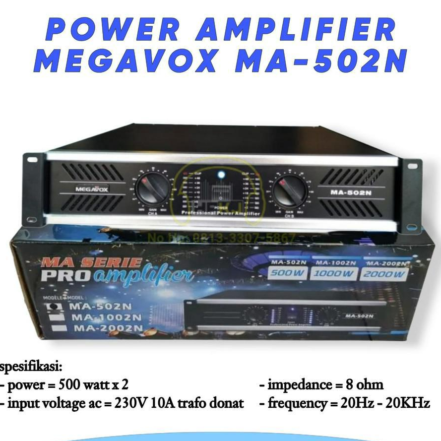 POWER AMPLIFIER MEGAVOX MA 502N BARU AMPLI MEGAVOX MA502N