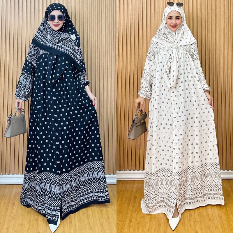 GAMIS SET HIJAB RAYON PREMIUM | GAMIS HITAM | GAMIS PUTIH | GAMIS SARAYA