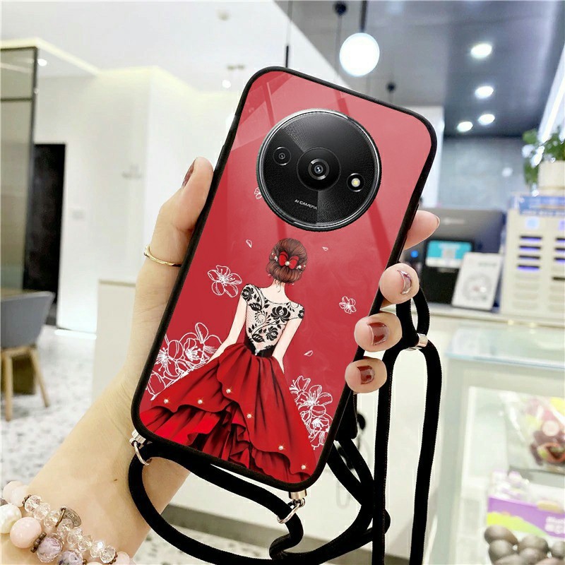 Softcase Kaca + Tali Case Xiaomi Redmi A3 5G 2024 TERBARU [K105] - Kesing Hp Xiaomi Redmi A3 5G 2024
