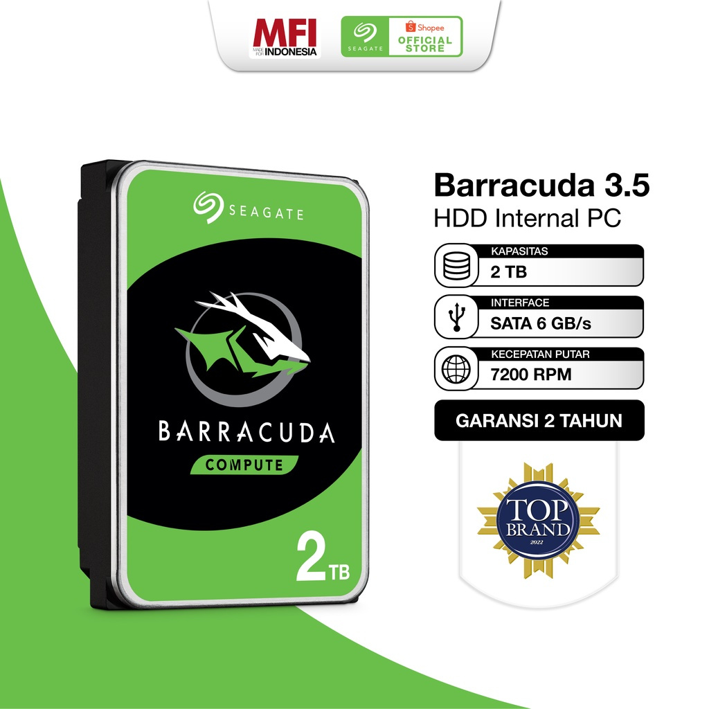 Seagate BarraCuda Harddisk Internal PC 2TB SATA