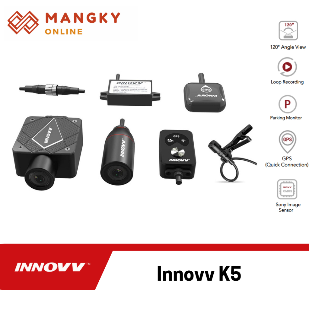 Innovv K5 MotoCam 4K UHD Dashcam DVR motor waterproof Depan & Belakang setara gopro