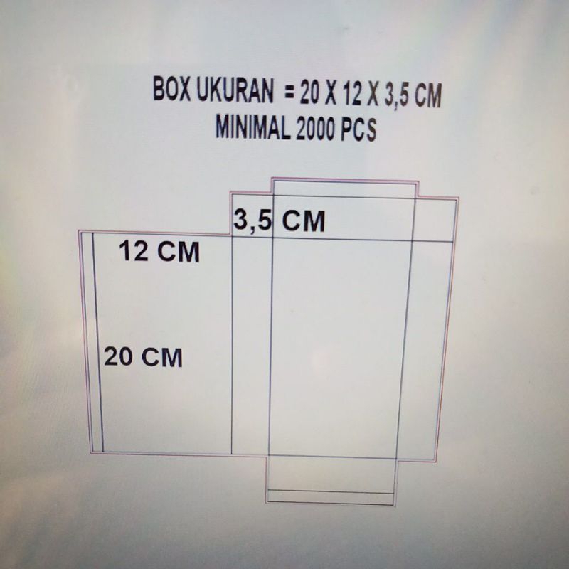 

Box Ukuran 20 x 12 x 3,5 cm Min 2000 pcs